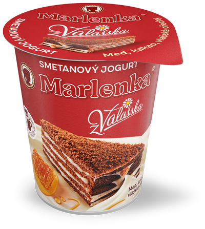 Smetanový jogurt s příchutí medového dortu s kakaem a vlašskými ořechy Marlenka