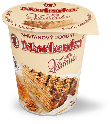 Smetanový jogurt s příchutí medového dortu s vlašskými ořechy Marlenka | Marlenka
